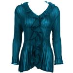 Georgette Mini Pleats - Ruffle Blouse - Solid Teal