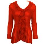 Georgette Mini Pleats - Ruffle Blouse - Solid Red