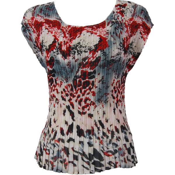 Wholesale 1290 - Georgette Mini Pleat Cap and Sleeveless  Reptile Floral - Red - One Size Fits Most