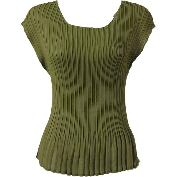 Wholesale 1290 - Georgette Mini Pleat Cap and Sleeveless  Solid Olive - One Size Fits Most