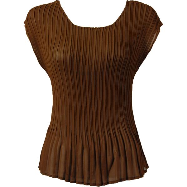 Wholesale 1290 - Georgette Mini Pleat Cap and Sleeveless  Solid Brown - One Size Fits Most