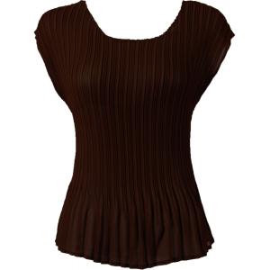 Wholesale 1290 - Georgette Mini Pleat Cap and Sleeveless  Solid Dark Brown - One Size Fits Most