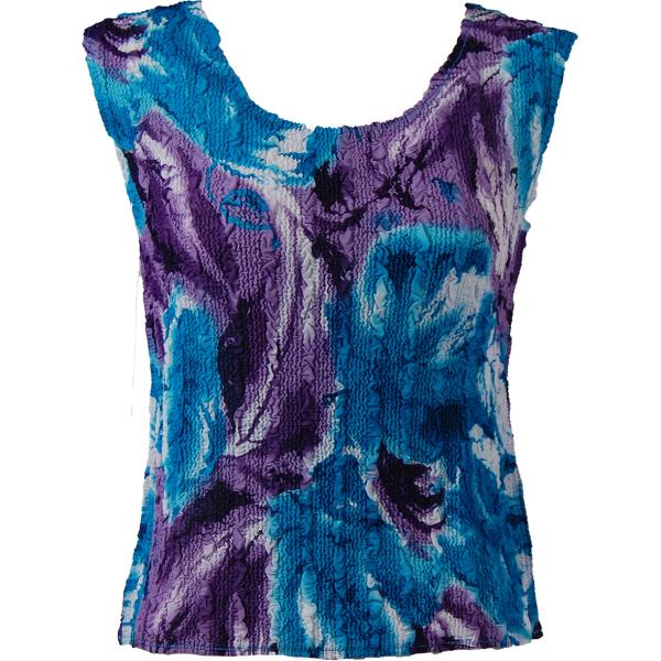 Wholesale 1291 -  Magic Crush Georgette Sleeveless Tops Turquoise-Purple Watercolors - Standard Size Fits (S-M)
