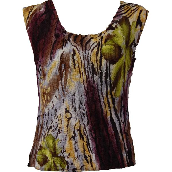 Wholesale 1291 -  Magic Crush Georgette Sleeveless Tops Abstract Floral - Eggplant-Gold - One Size  Fits (S-M)