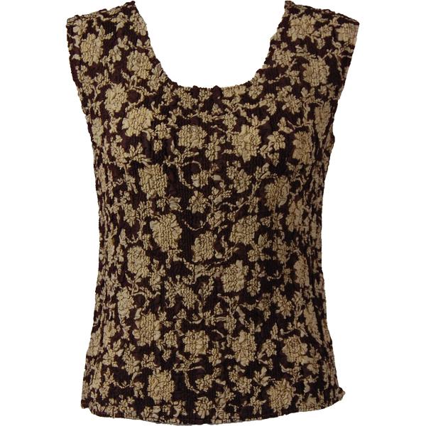 Wholesale 1291 -  Magic Crush Georgette Sleeveless Tops Floral - Brown-Ivory - Curvy (L-XL)
