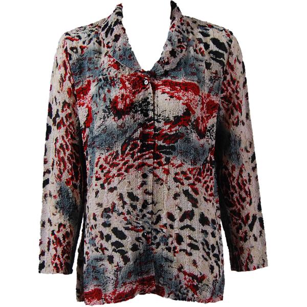 Wholesale 1292 -  Magic Crush Georgette Blouses Reptile Floral - Red - One Size  Fits (S-M)