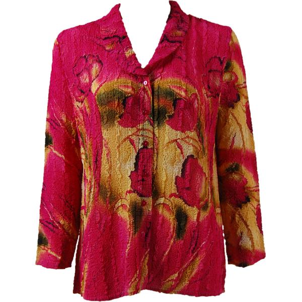 Wholesale 1292 -  Magic Crush Georgette Blouses Tulips Magenta-Gold - One Size  Fits (S-M)