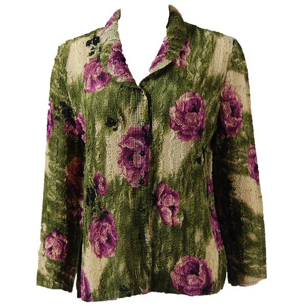Wholesale 1291 -  Magic Crush Georgette Sleeveless Tops Roses Olive-Purple - One Size  Fits (S-M)
