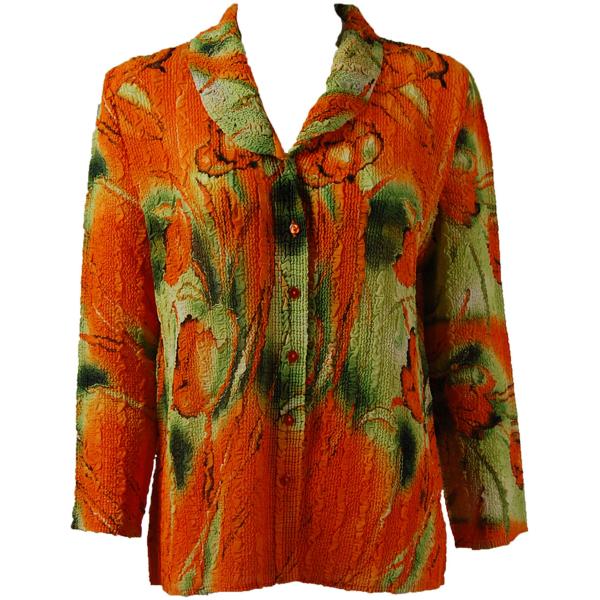 Wholesale 1291 -  Magic Crush Georgette Sleeveless Tops Tulips Green-Orange - One Size  Fits (S-M)