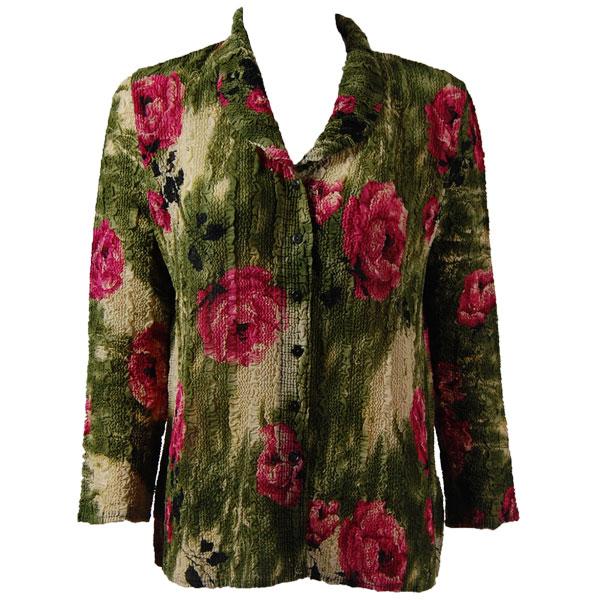 Wholesale 1291 -  Magic Crush Georgette Sleeveless Tops Roses Olive-Pink - One Size  Fits (S-M)