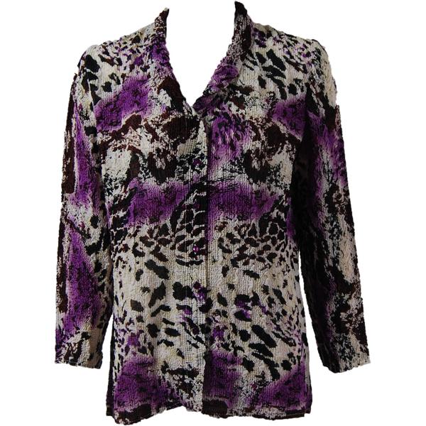 Wholesale 1291 -  Magic Crush Georgette Sleeveless Tops Reptile Floral - Purple - Curvy (L-XL)