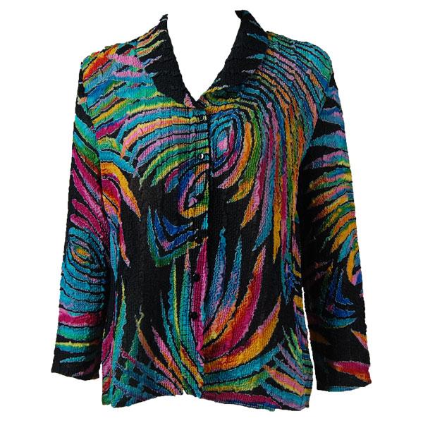 Wholesale 1292 -  Magic Crush Georgette Blouses Rainbow Swirl on Black - Curvy (L-XL)