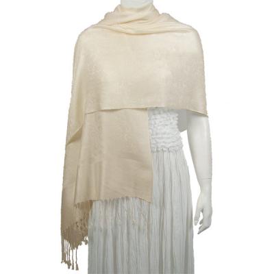 Mantones - c&Atilde;&shy;rculo, telar jacquar y Pashminas de Dos Tonos - Jacquard - Ivory