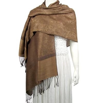 Mantones - c&Atilde;&shy;rculo, telar jacquar y Pashminas de Dos Tonos - Jacquard Two Tone - Tan/Brown
