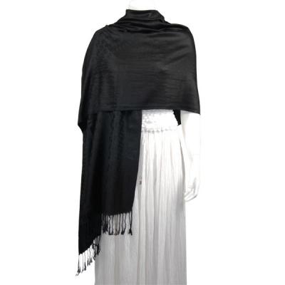 Mantones - c&Atilde;&shy;rculo, telar jacquar y Pashminas de Dos Tonos - Leaf Petal - Black