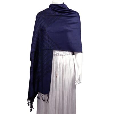 Mantones - c&Atilde;&shy;rculo, telar jacquar y Pashminas de Dos Tonos - Leaf Petal - Midnight