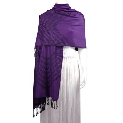 Mantones - c&Atilde;&shy;rculo, telar jacquar y Pashminas de Dos Tonos - Leaf Petal - Purple