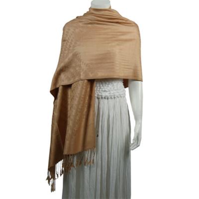 Mantones - c&Atilde;&shy;rculo, telar jacquar y Pashminas de Dos Tonos - Leaf Petal - Sand