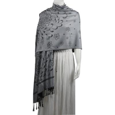 Mantones - c&Atilde;&shy;rculo, telar jacquar y Pashminas de Dos Tonos - Medusa - Charcoal