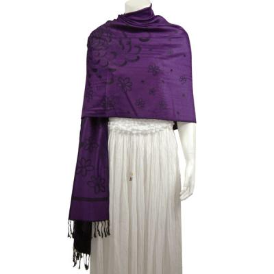 Mantones - c&Atilde;&shy;rculo, telar jacquar y Pashminas de Dos Tonos - Medusa - Purple