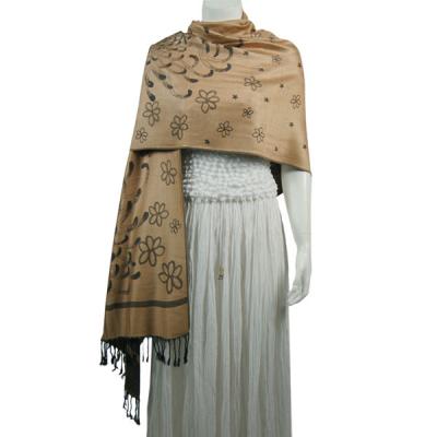 Mantones - c&Atilde;&shy;rculo, telar jacquar y Pashminas de Dos Tonos - Medusa - Tan