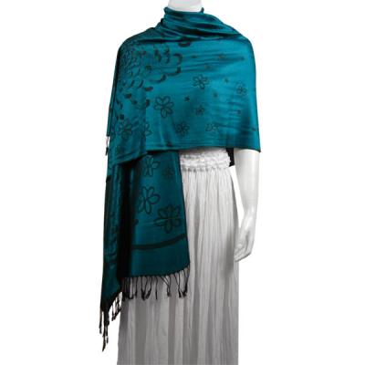 Mantones - c&Atilde;&shy;rculo, telar jacquar y Pashminas de Dos Tonos - Medusa - Teal