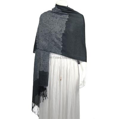 Mantones - c&Atilde;&shy;rculo, telar jacquar y Pashminas de Dos Tonos - Two-Tone - Black-Grey