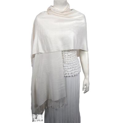 Mantones - c&Atilde;&shy;rculo, telar jacquar y Pashminas de Dos Tonos - Chevron Design - White