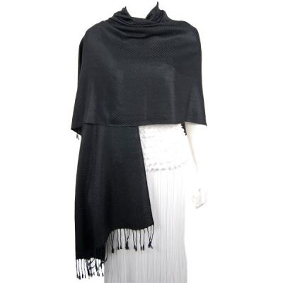 Mantones - c&Atilde;&shy;rculo, telar jacquar y Pashminas de Dos Tonos - Chevron Design - Black