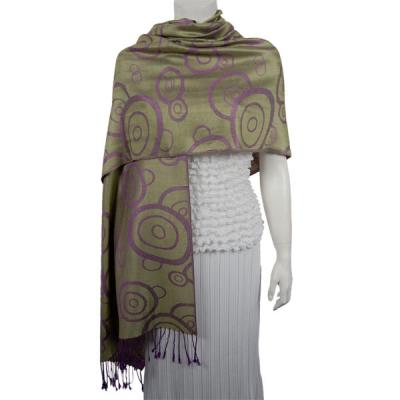 Mantones - c&Atilde;&shy;rculo, telar jacquar y Pashminas de Dos Tonos - Circle - Olive-Periwinkle