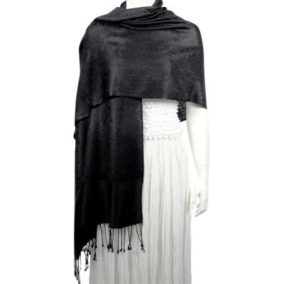Mantones - c&Atilde;&shy;rculo, telar jacquar y Pashminas de Dos Tonos - Jacquard - Black