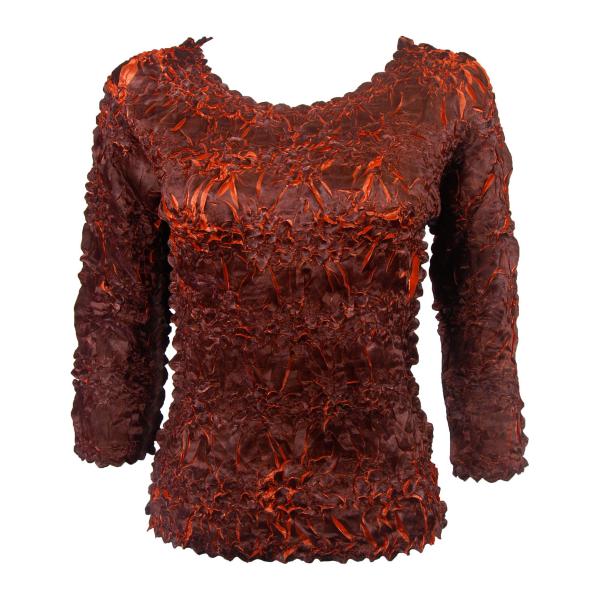Wholesale 1329 - Satin Origami Three Quarter Sleeve Tops Java - Paprika - One Size Fits Most