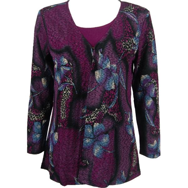 wholesale 1330 - Mock Cardigan - Slinky Travel Tops  Hibiscus Purple - Purple - One Size Fits Most
