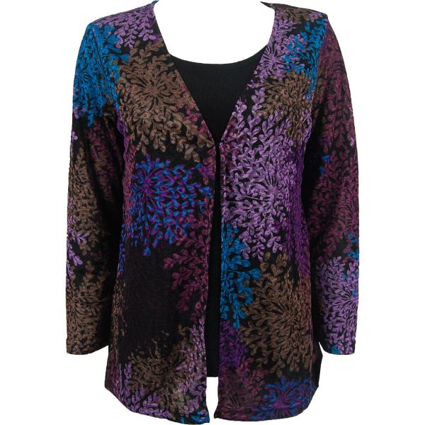 wholesale 1330 - Mock Cardigan - Slinky Travel Tops  Multi Floral - Black - One Size Fits Most