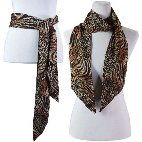 Wholesale 1333 - Slinky Scarf/Sash Animal Print with Brown and Gold Accent - 