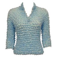 Overstock Tops - Gourmet Popcorn Three Button 3/4 - Sky Blue