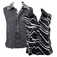 Overstock Tops - Reversible Vest - Ribbon Black-White reverses to Solid Black