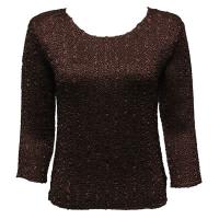 Overstock Tops - Magic Crush Satin Three Quarter - Solid Dark Brown