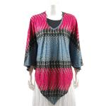 Slinky Style Poncho - Ribbon and Circles Denim/Magenta