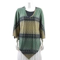 Overstock Tops - Slinky Style Poncho - Ribbon and Circles Green/Gold
