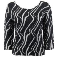 Overstock Tops - Magic Crush Silky Touch Three Quarter - Ribbon Black-White