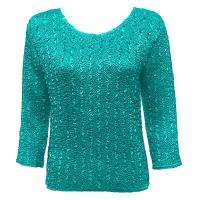 Overstock Tops - Magic Crush Silky Touch Three Quarter - Solid Bright Teal