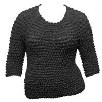Overstock Tops - Silky Touch Popcorn Three Quarter Sleeve - Solid Black