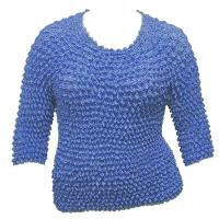 Overstock Tops - Silky Touch Popcorn Three Quarter Sleeve - Solid Denim