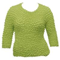 Overstock Tops - Silky Touch Popcorn Three Quarter Sleeve - Solid Leaf Green