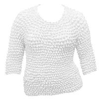 Overstock Tops - Silky Touch Popcorn Three Quarter Sleeve - Solid White