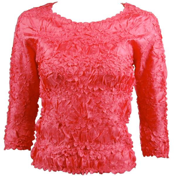Wholesale Bargain Basement Tops Sale Origami Three Quarter Sleeve Solid Coral - S-XL