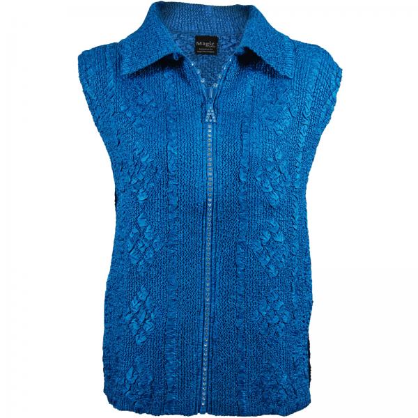 Wholesale Bargain Basement Tops Sale Diamond Zipper Vests - Blue - One Size Fits Most