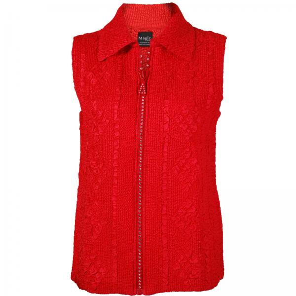 Wholesale Bargain Basement Tops Sale Diamond Zipper Vest - Red - One Size Fits Most