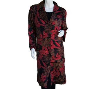 1340 - Crushed Satin Car Coat * 1340 - Red/Black/Taupe<br>
Crushed Satin Car Coat - One Size Fits Most